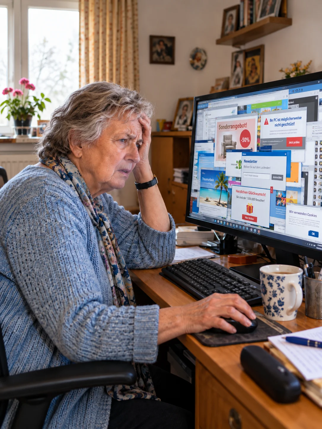 Vorher: Bildschirm voller Werbefenster